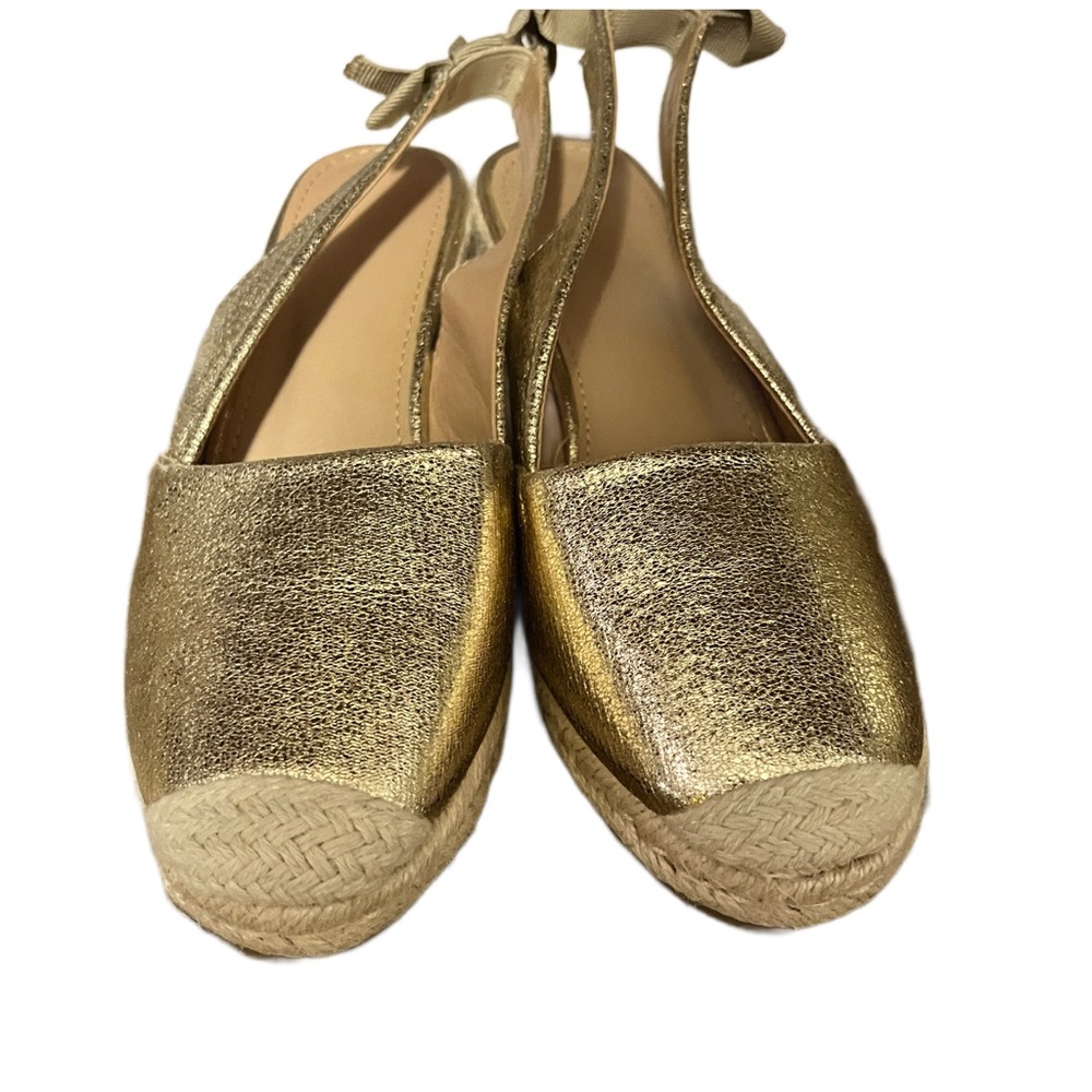 Gold Espadrille Slingback Wedges